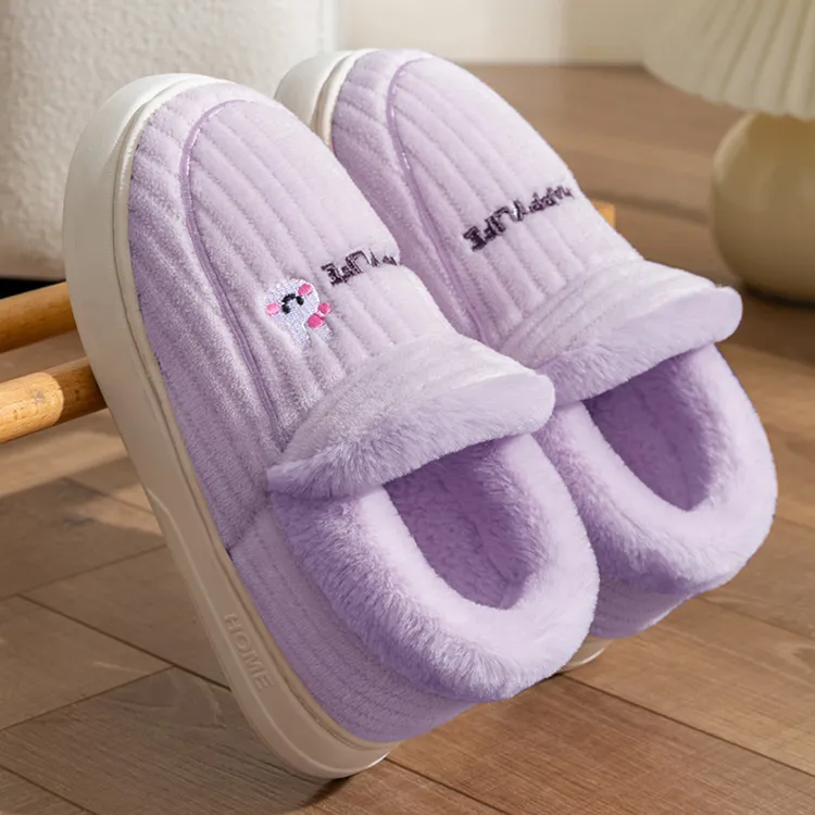 足康乐踩屎感棉拖鞋包后跟女士冬天大码加绒加厚保暖厚底冬季棉鞋