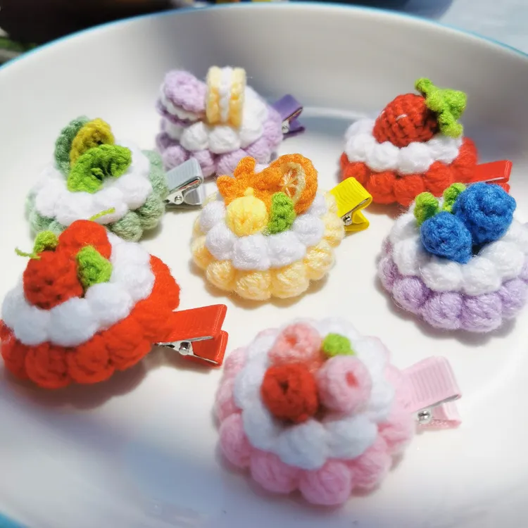 哆小哆｜纯手工DIY发夹甜美少女刘海夹边夹水果蛋挞蛋糕发夹编织