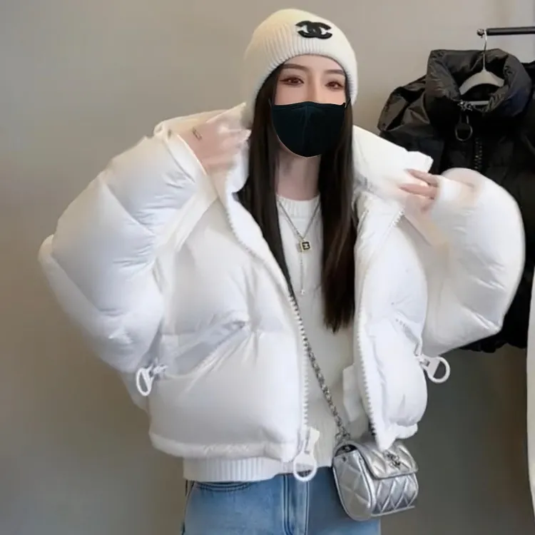 短款外套女2025年冬季新款韩版加厚白鸭绒面包服连帽外套欧货棉服