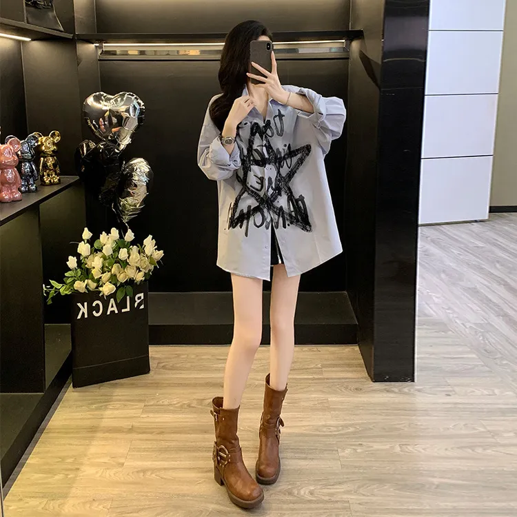 【甜虾派海湾恋人】蕾丝拼接衬衫女秋季小众设计感长袖防晒衫上衣