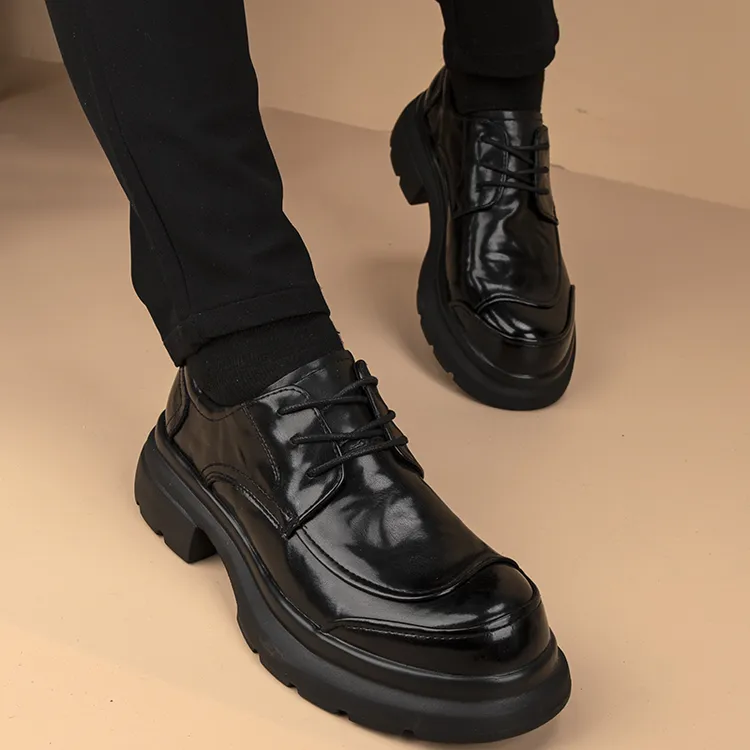 男士英伦风真皮皮鞋德比商务休闲增高厚底时尚潮流系带百搭正装鞋