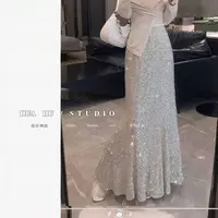 【美】小亮片闪片重工半身鱼尾裙高端轻奢高腰百搭2