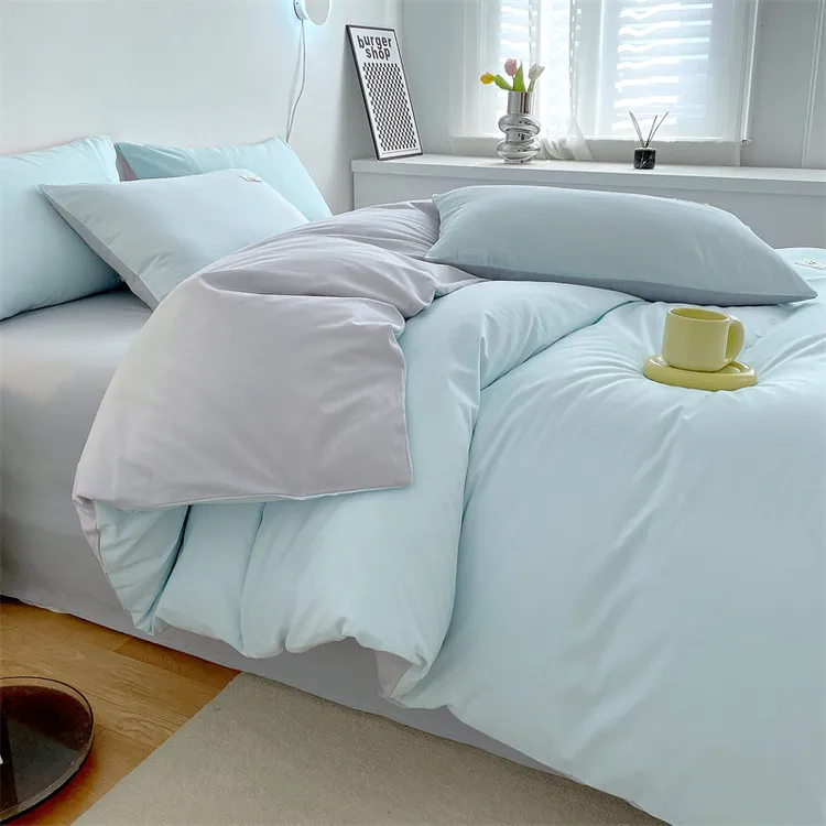 简约纯棉四件套100全棉单人被套床单春夏学生宿舍床上用品三件套4
