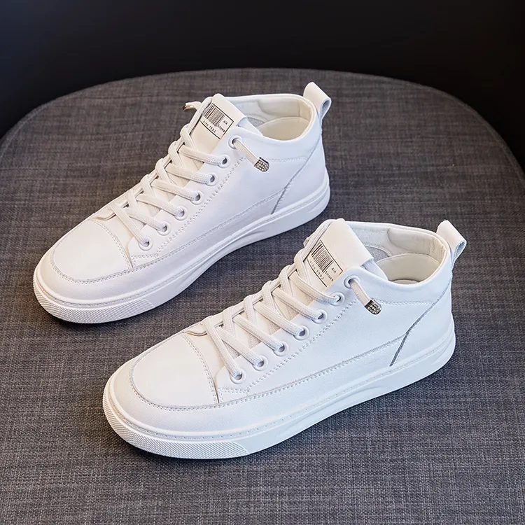 头层牛皮高帮百搭新款韩版休闲平底软底软面真皮小白鞋女鞋