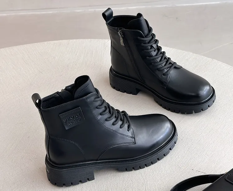 真皮马丁靴休闲百搭高跟鞋