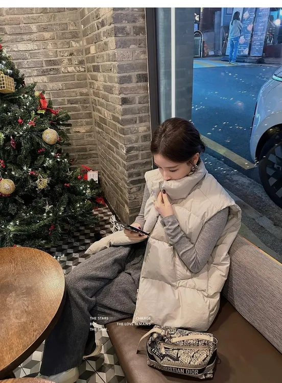 筱念专属羽绒马甲女2025新款白鸭绒保暖小欧包宽松简约百搭立领坎肩外套冬