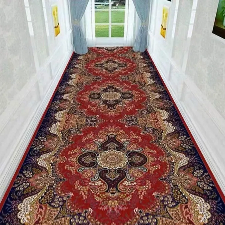 新疆包邮 水晶绒欧式复古波斯印花地垫家用客厅蓝色地毯卧室床边