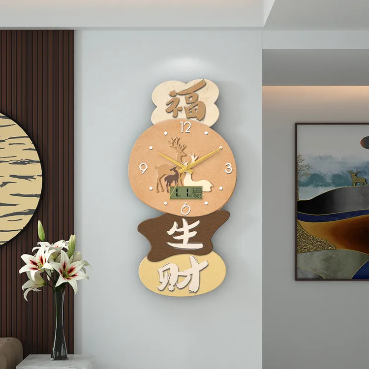 新款客厅挂钟装饰画家用钟表创意挂墙时钟静音石英钟日历简约大气