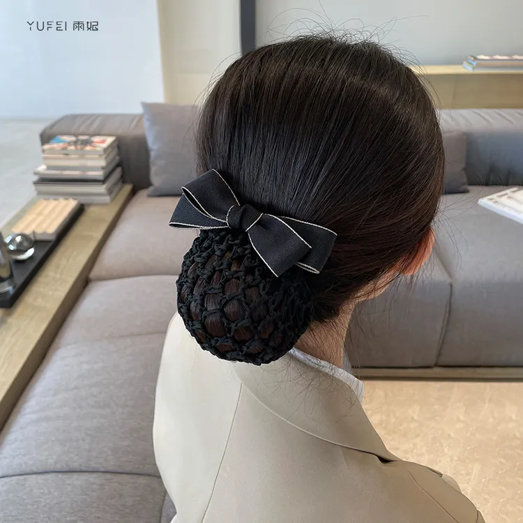 头花女职业盘发上班韩国清新银行护士专用发网空乘盘头发网兜发饰