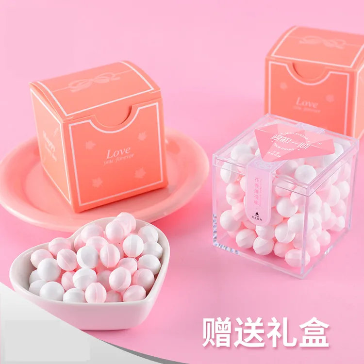 网红无糖薄荷糖约会接吻糖多口味花香清口糖清新口气香体压片糖果