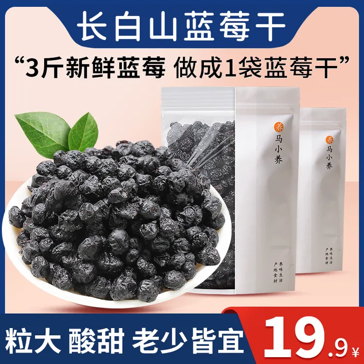 马小养【长白山蓝莓干】粒大酸甜网红零食无蔗糖健康手工独立包装