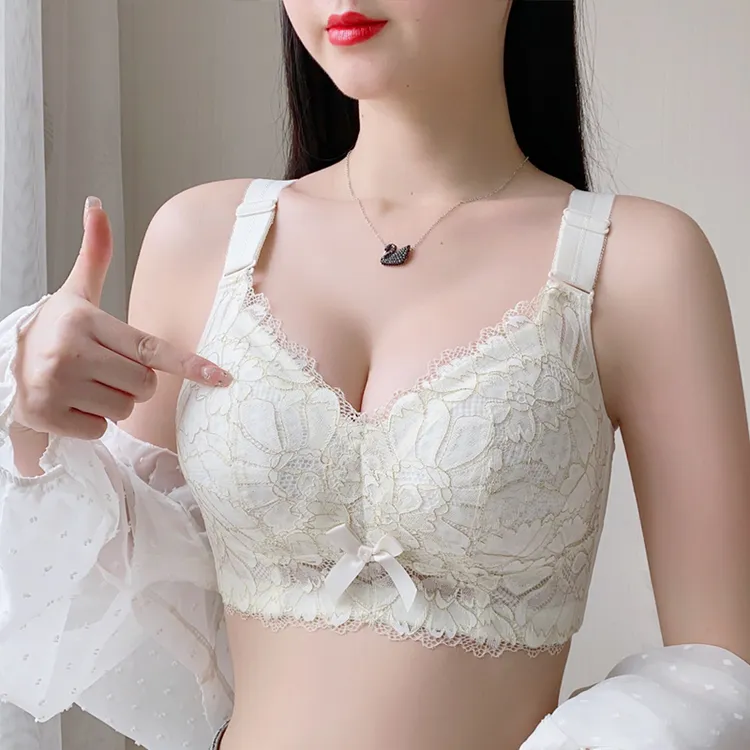 欧若风 大胸显小文胸薄款全罩杯大码胖mm内衣女无钢圈聚拢调整型