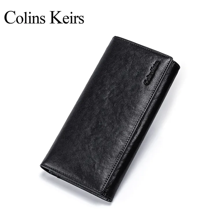 Colins Keirs钱包男士长款真皮头层牛皮多功能皮夹竖款多卡位钱夹