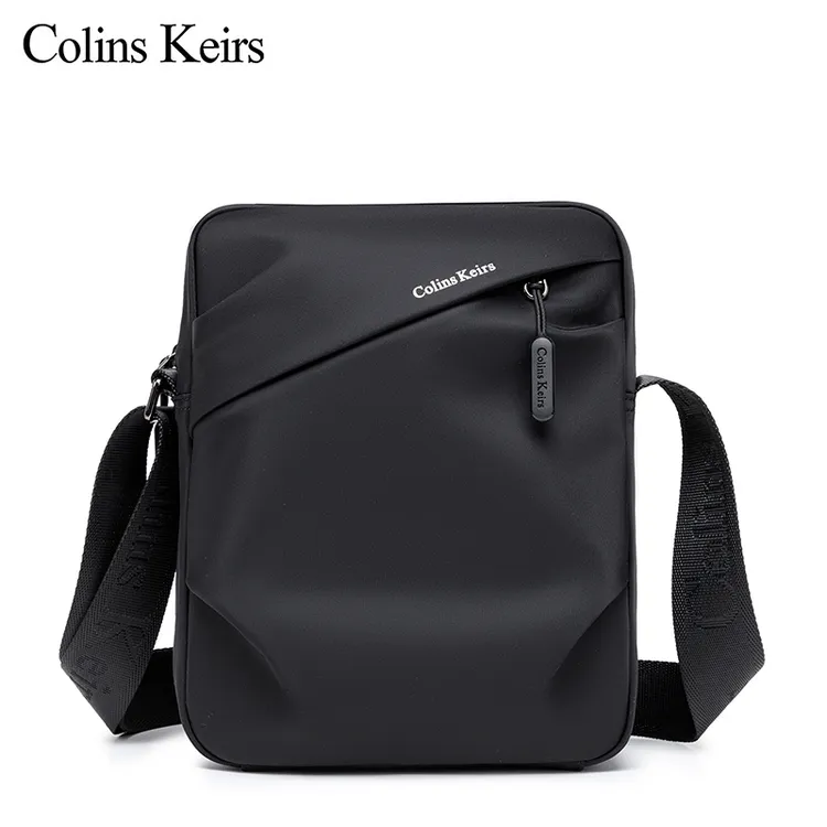 Colins Keirs男士单肩包轻便百搭竖款斜挎包韩版时尚防水牛津布包