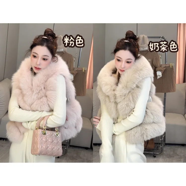 浩哥严选●东区贵千金Q4MJ6205狐狸毛马甲外套预