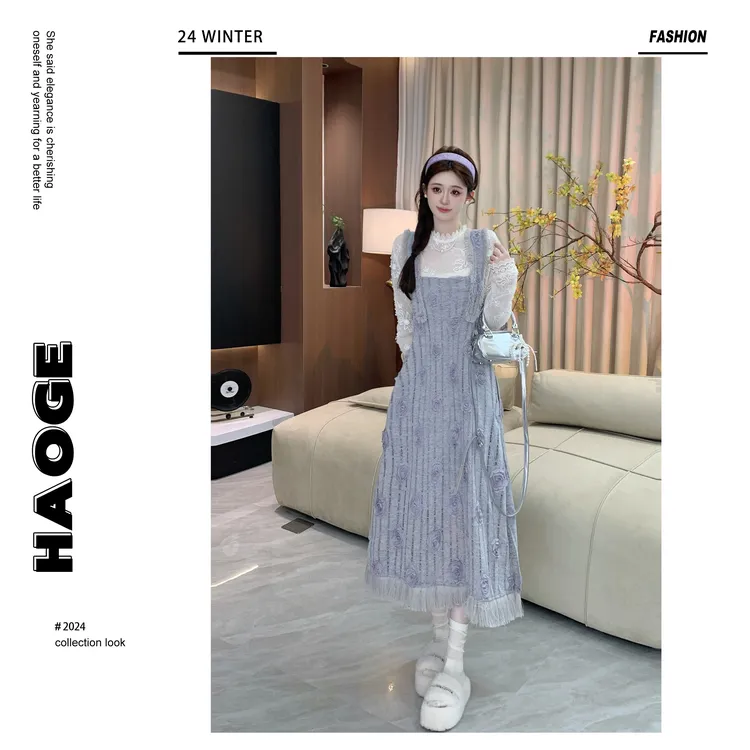 浩哥严选●荆棘玫瑰显瘦时尚蕾丝秋季温柔气质Q4LYQ2769A连衣裙预