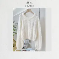 丨早秋气质减龄宽松百搭镂空针织套头衫 9662