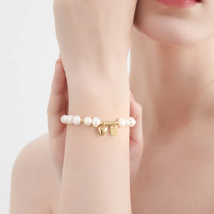 mck法式爱心巴洛克珍珠手链女2025年新款轻奢小众设计感手串手饰