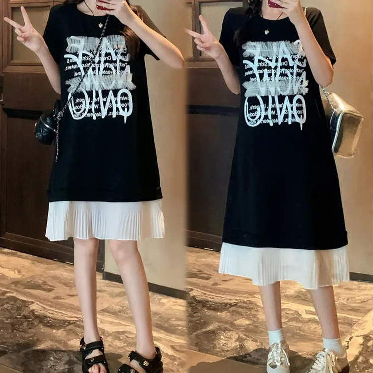 KL031大码女装2025夏季新款宽松裙子休闲时尚裙子显瘦网红连衣裙