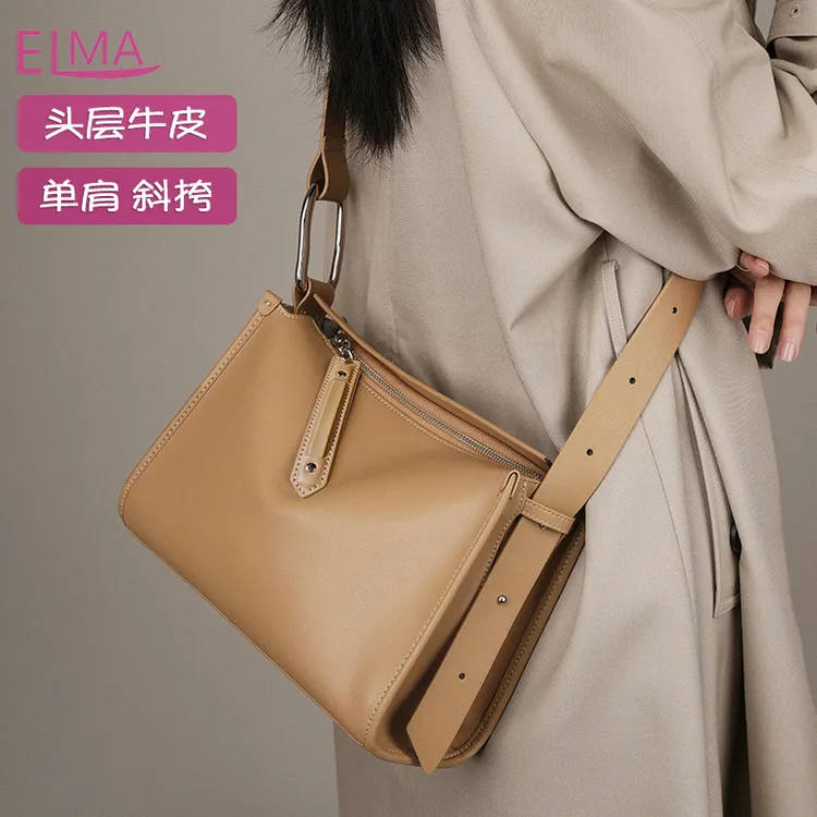 牛皮包包2025新款斜挎包女包真皮小众高级感女士单肩高级感枕头包
