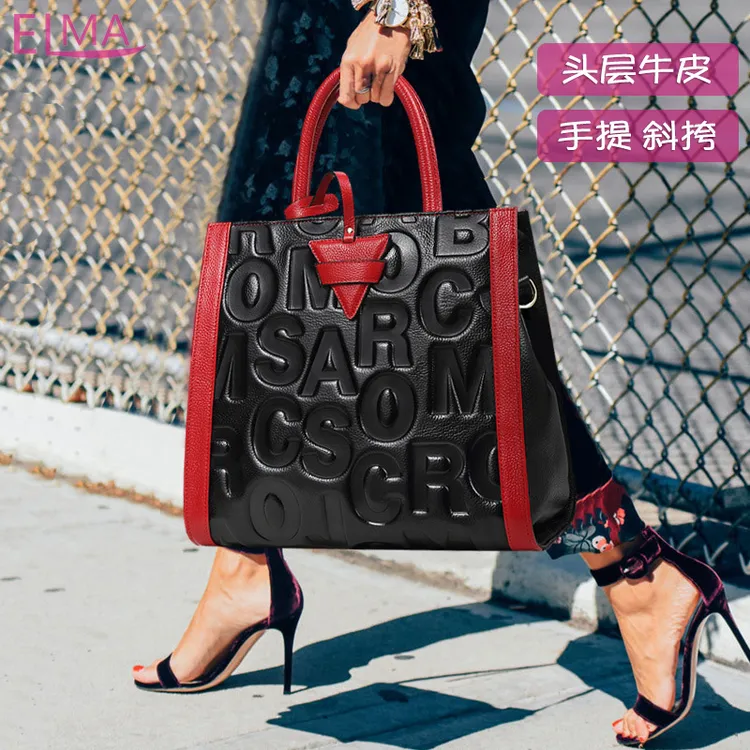 真皮女包新款时尚单肩斜挎包高端女士包包百搭头层牛皮手提包大包