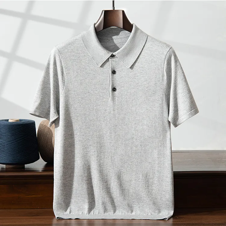 【85%桑蚕丝+15%山羊绒】桑蚕丝POLO衫精纺短袖