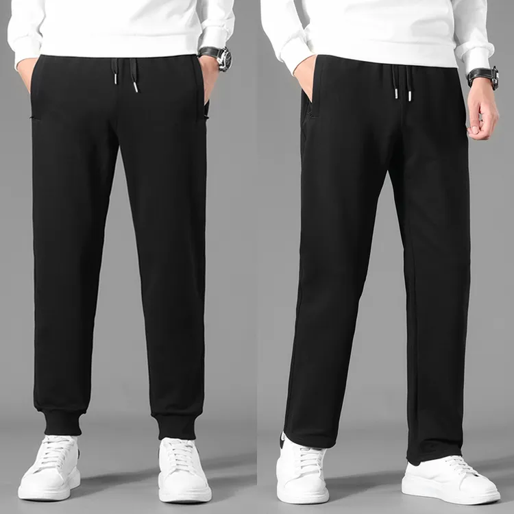 裤子男春秋款宽松大码运动裤男款直筒纯棉休闲裤男束脚卫裤男长裤