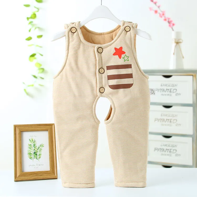 夹棉保暖背带裤幼儿新生儿秋冬外穿开裆裤男女宝宝婴幼儿开裆裤