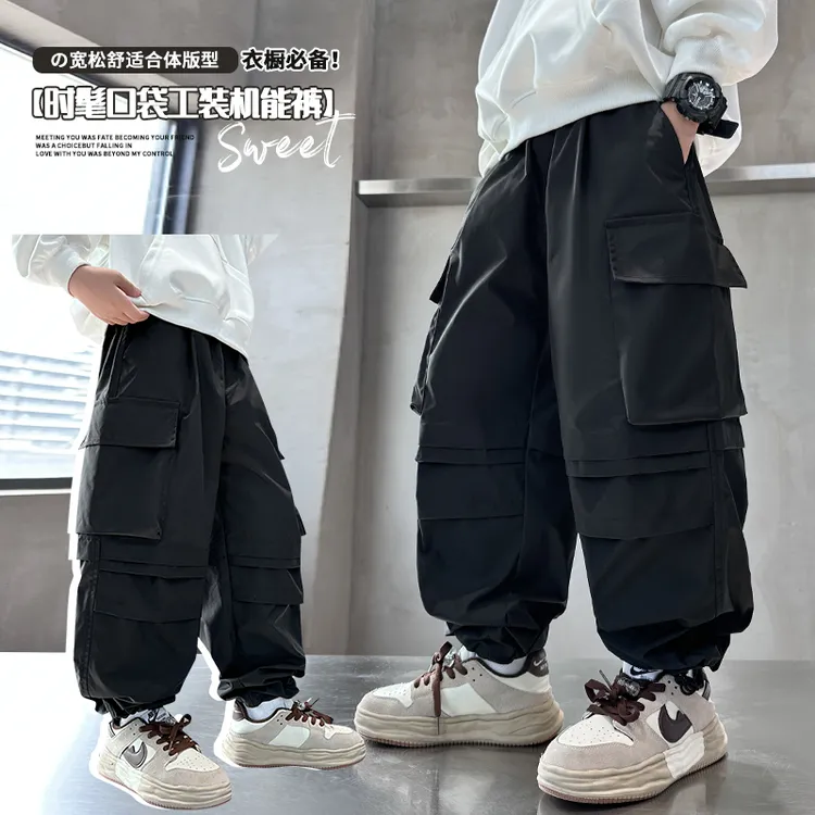 男童裤春秋款中大童男孩运动舒适工装机能裤秋季休闲裤洋气儿童裤