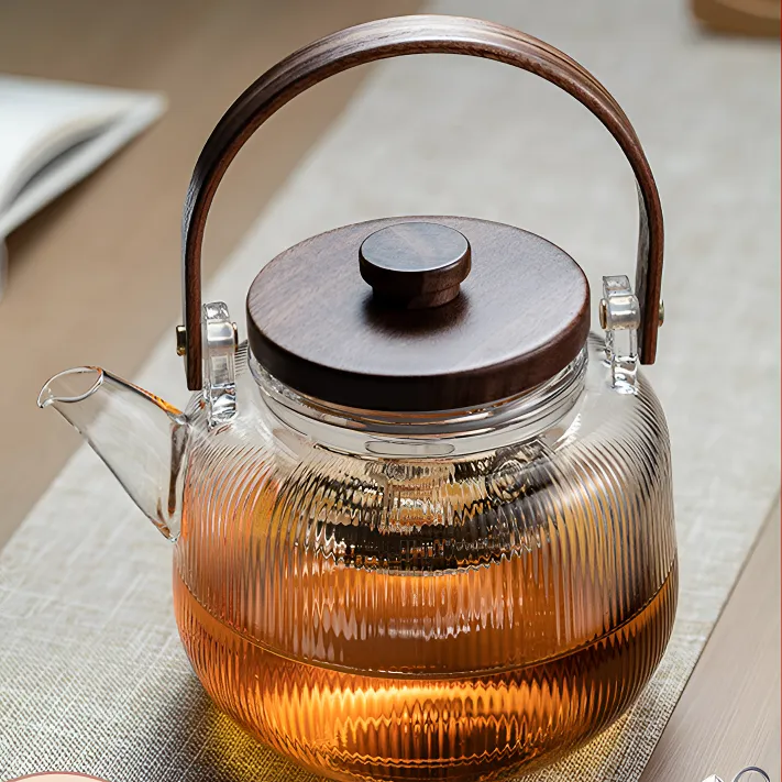 新款玻璃蒸煮茶壶耐高温烧水壶提梁围炉煮茶器电陶炉茶具套装