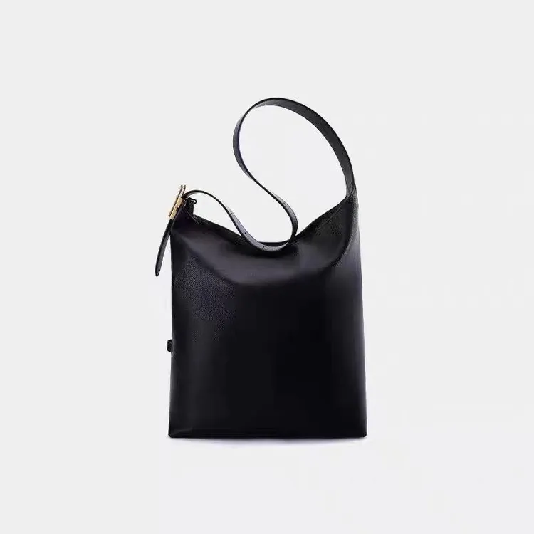 《万姐高定》原创设计慵懒风单肩包水桶包5801-黑色