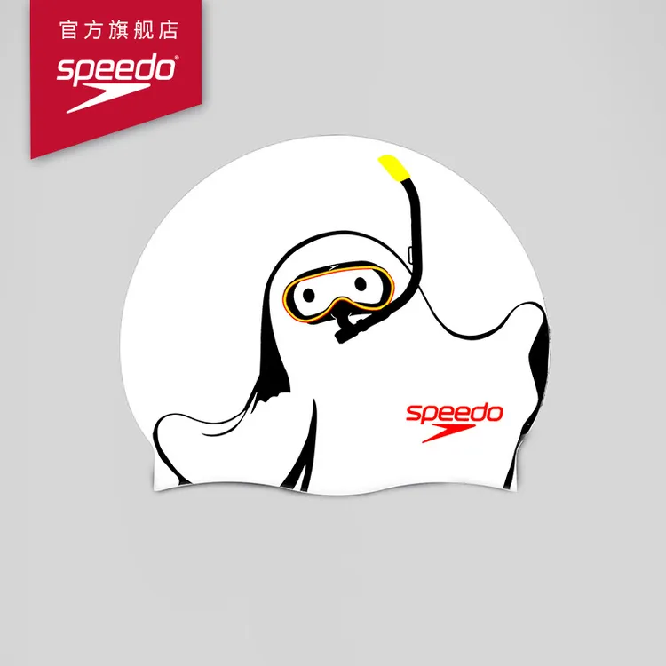 Speedo速比涛泳帽25年新品圣诞小幽灵专业不勒头防水高弹时尚舒适