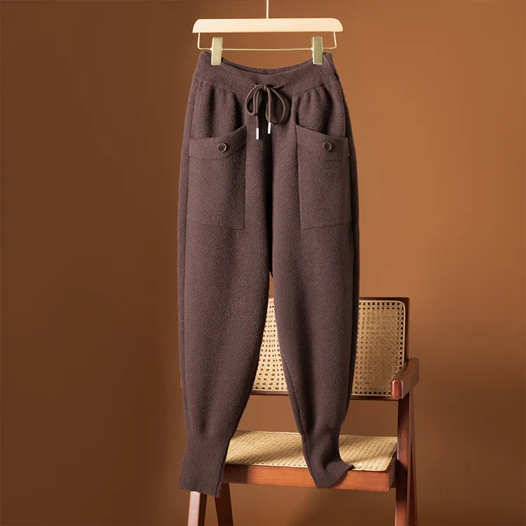 秋冬哈伦裤加厚双面绒酷飒工装裤女2024年宽松大码休闲高腰束脚裤