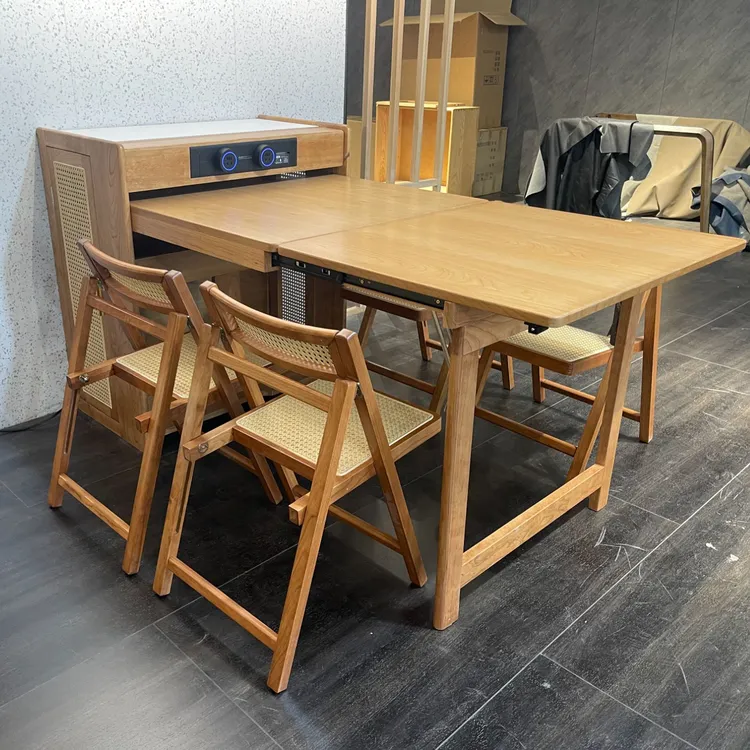 北欧风北美进口樱桃木多功能可充电可三折叠实用性超高餐桌 家用