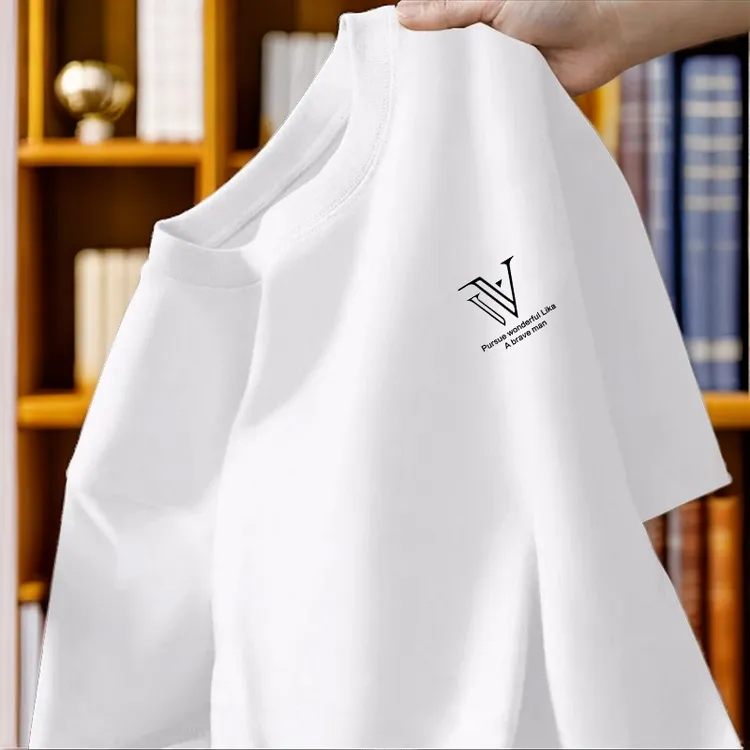 啄木鸟高档纯棉短袖T恤男士半袖夏季百搭圆领印花打底衫男装