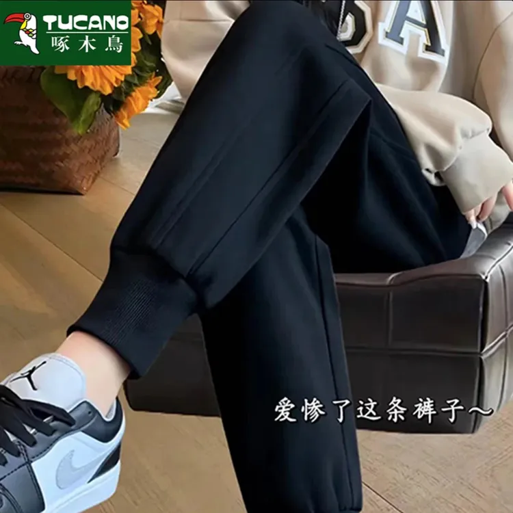 啄木鸟秋季卫裤学生新款2025运动休闲裤男款灰色百搭裤宽松束脚裤