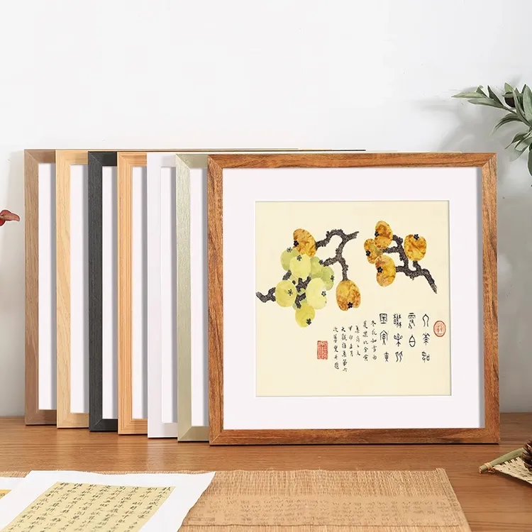 实木画框装裱相框挂墙38国画字画书法十字绣钻石正方形框架50定制