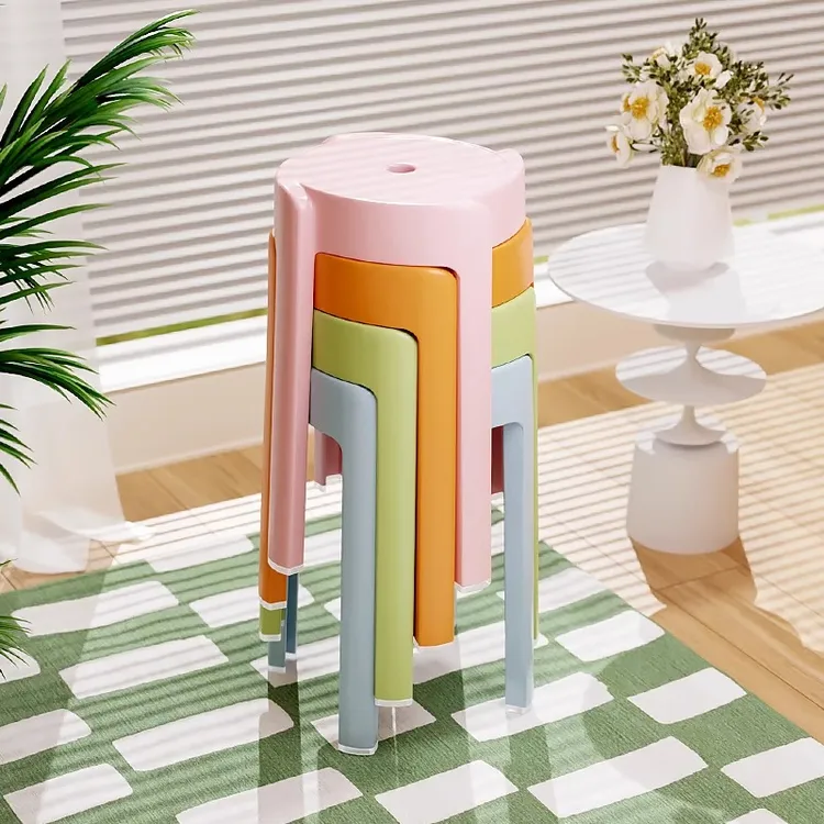 网红款塑料凳子防滑可叠放客厅高颜值加厚旋风凳大人坐的风车凳子