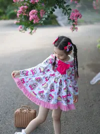 【白色小熊印花】女童宝宝棉布公主裙宝宝甜美穿搭