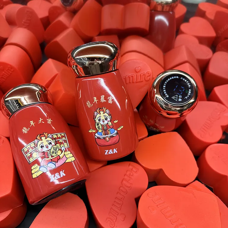 香港潮牌ZK新年礼物蘑菇杯龙年316口袋温显小巧保温杯200ml
