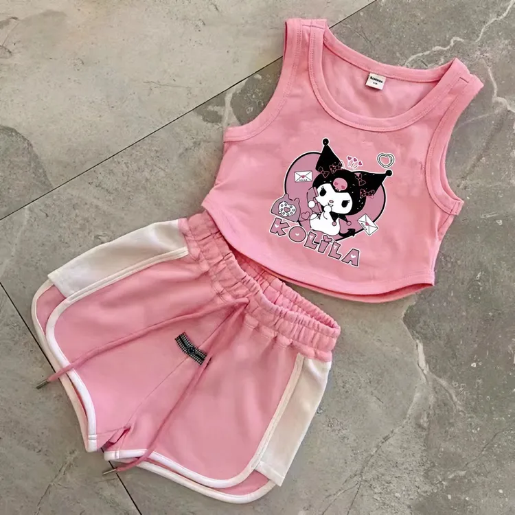 女童运动背心套装夏装2025新款儿童网红夏款洋气女孩夏季时髦无袖