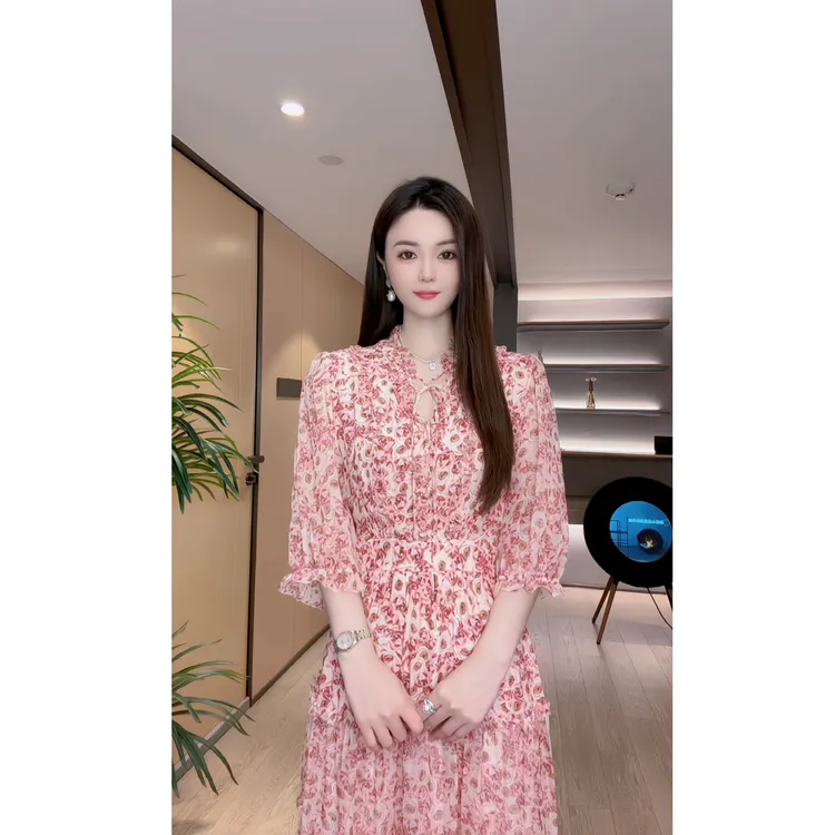 【深圳米熙儿】100%桑蚕丝显瘦法式气质女装连衣裙裙子1107