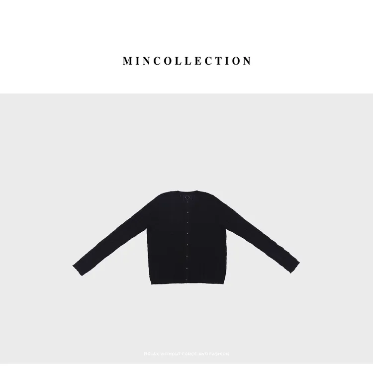 DE Mincollection镂空开衫/法式钩花有机棉圆领排扣针织开衫40490