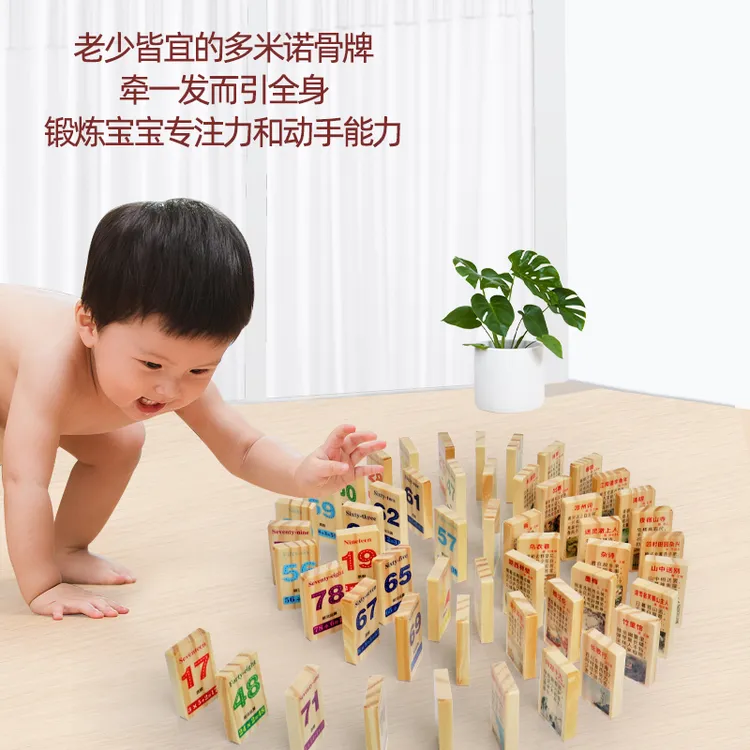 早教识汉字多米诺骨牌数字认知积木儿童益智力玩具3一6岁女男孩