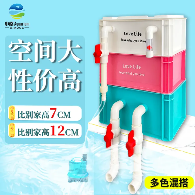 【直播专用】小格尤品周转箱过滤箱鱼缸鱼池水循环黑白绿粉工业风