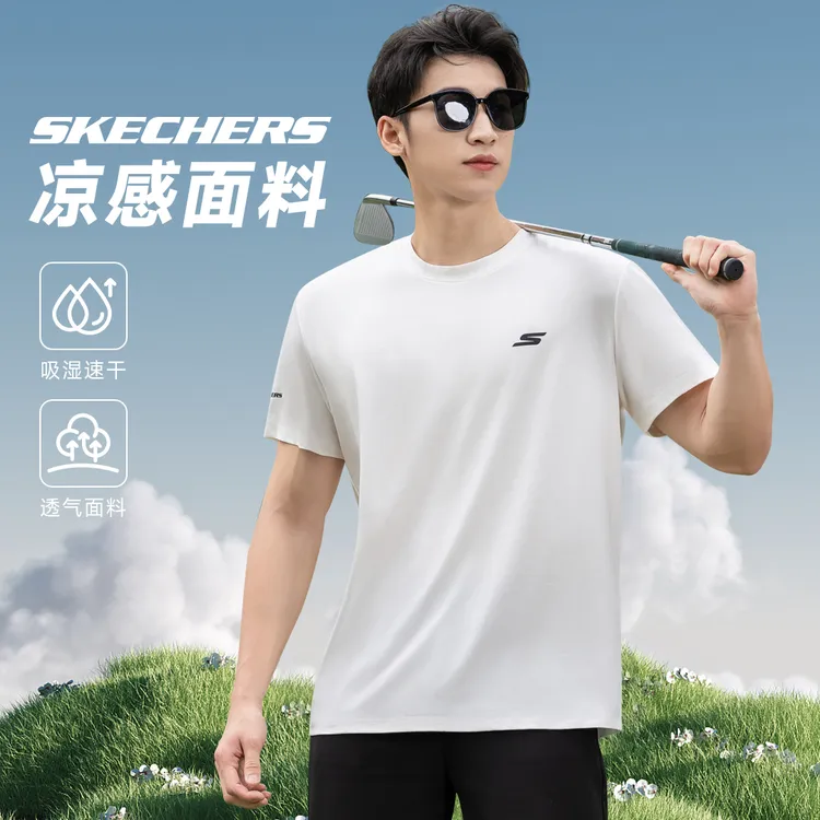 【达人专属】SKECHERS/斯凯奇休闲凉感透气弹力情侣户外运动半袖