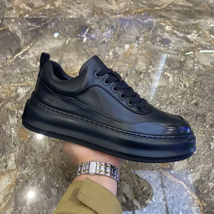 真皮男鞋时尚韩版英伦厚底百搭休闲皮鞋2024秋季新款潮牌男士板鞋