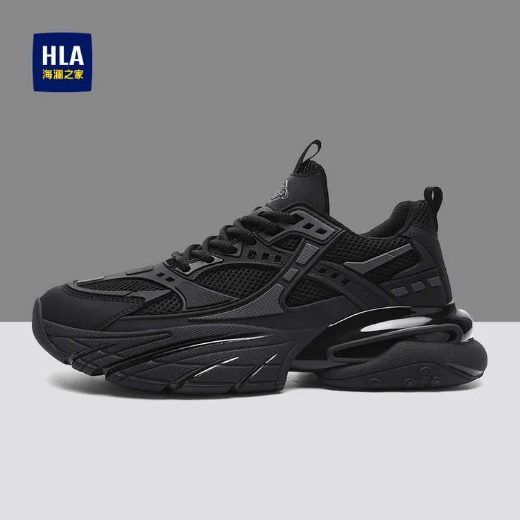 HLA/海澜之家25年秋季新品老爹鞋男鞋黑色高能感舒适户外休闲增高