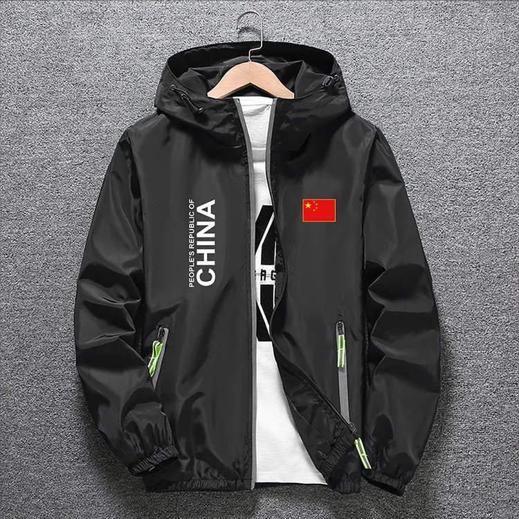 中国China开衫夹克外套连帽男女春秋大码秋冬棉衣运动潮流防风