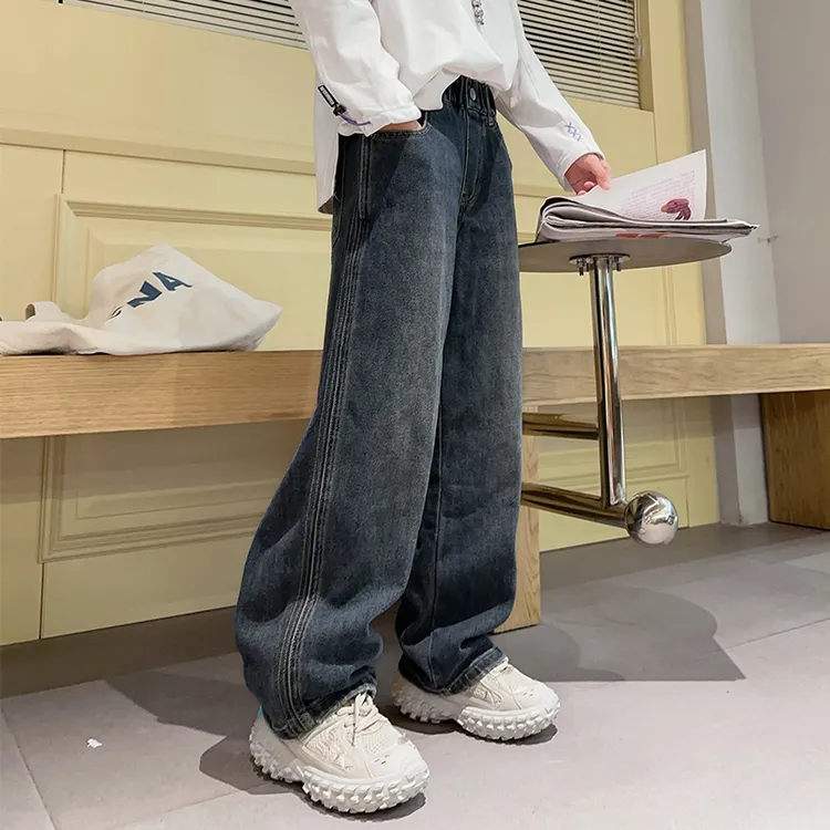 男童春秋款裤子2025新款儿童秋季中大童韩版牛仔裤男孩秋装休闲裤